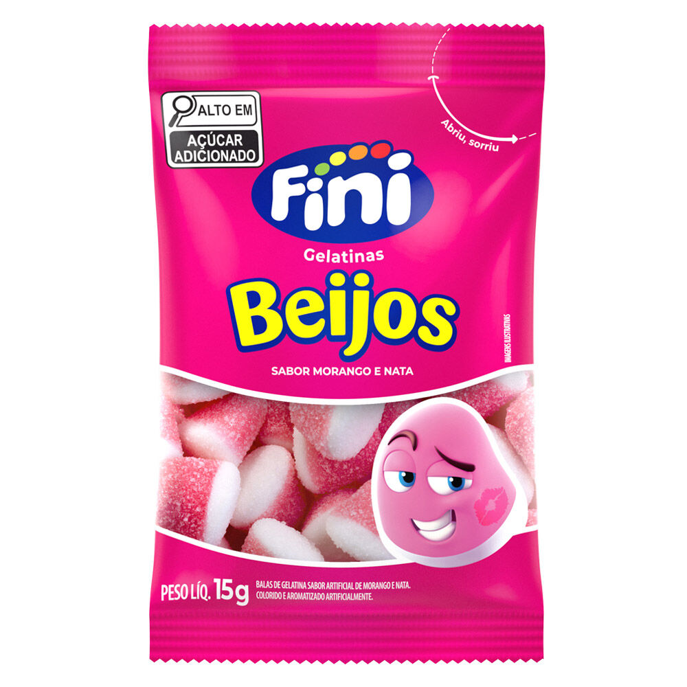 Bala Fini Gelatina Beijos 15g
