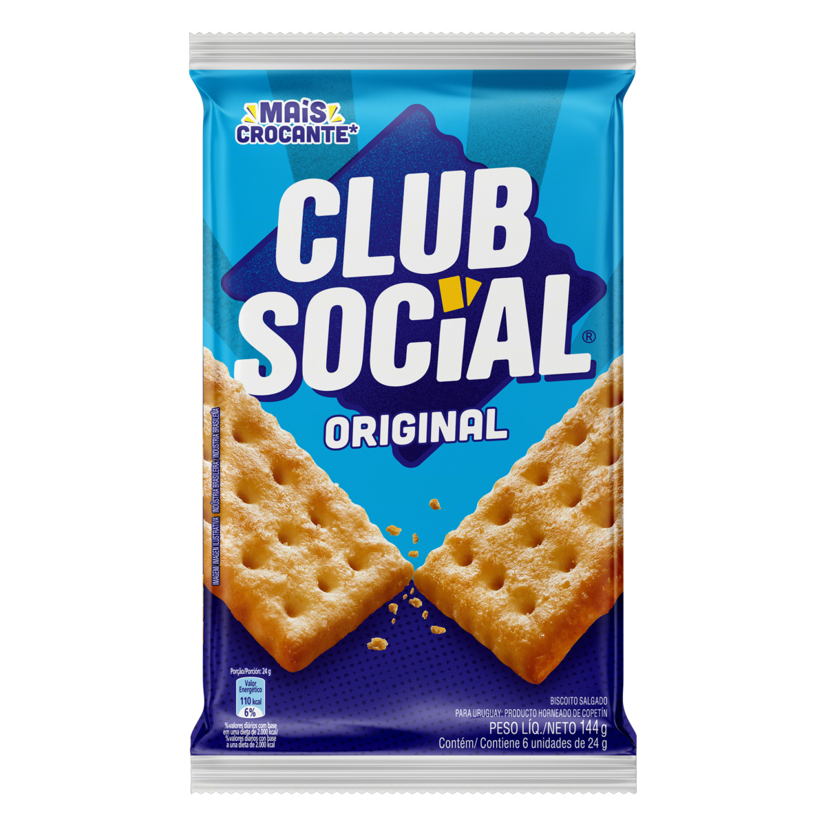 Biscoito Salgado Original Club social Multipack 144g
