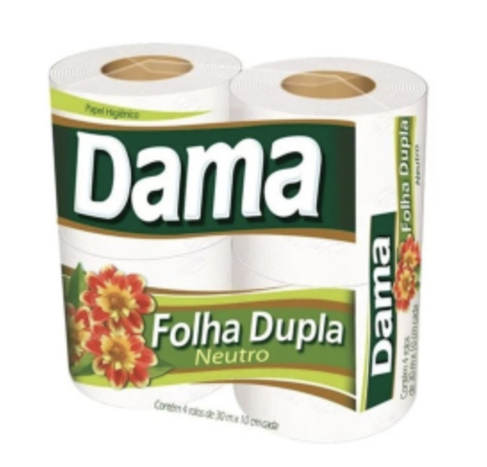 Papel Higiênico Folha Dupla Neutro com 4 Rolos 30m Dama