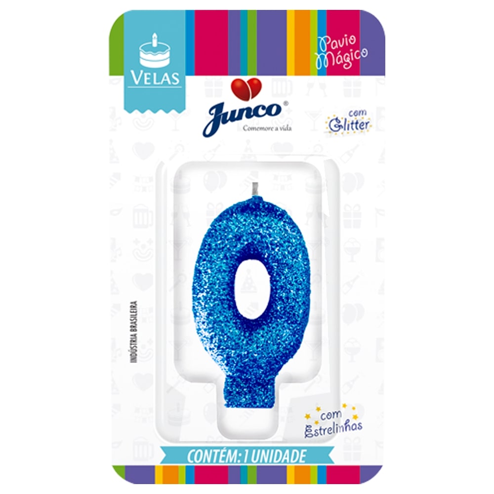Vela de Aniversário Azul com Gliter Junco N0