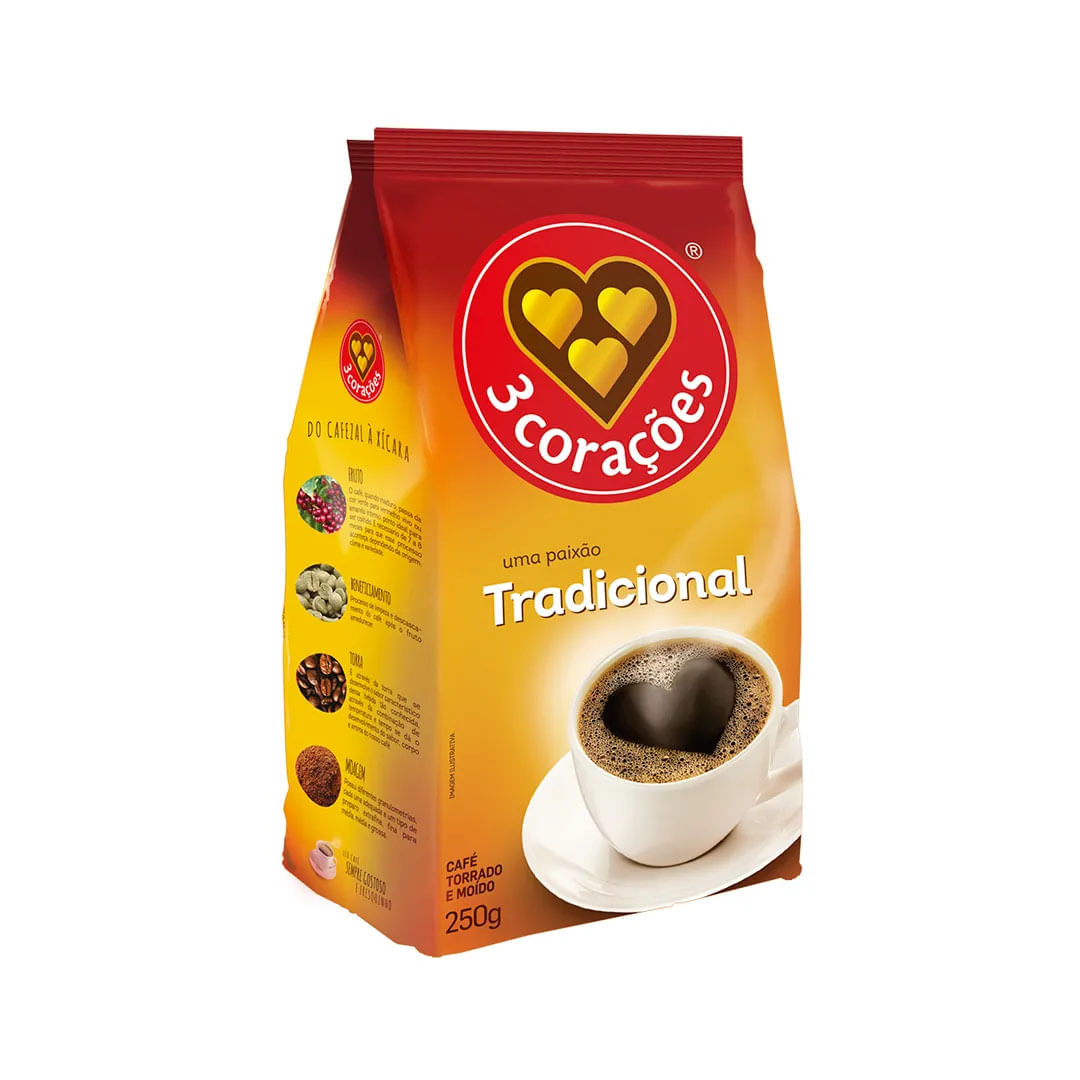 Café Torrado e Moído Tradicional 3 Corações 250g