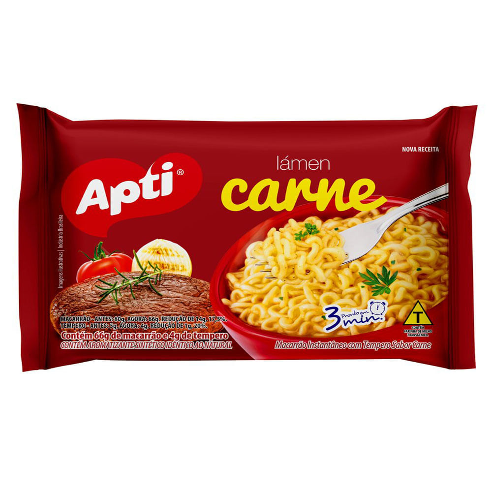 Macarrão Instantâneo Sabor Carne Apti 70g