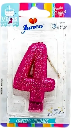 Vela de Aniversário Rosa com Gliter Junco N4
