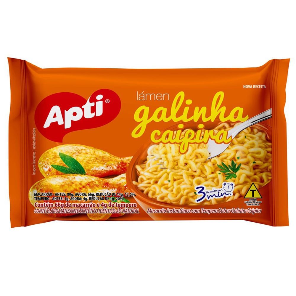 Macarrão Instantâneo Sabor Galinha Caipira Apti 70g