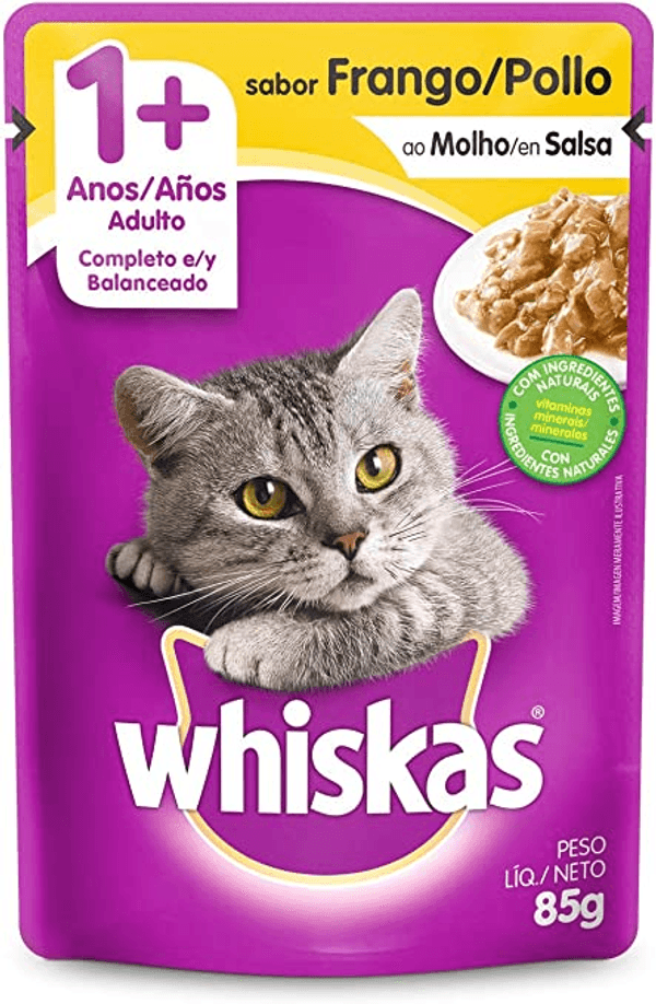 Sachê Para Gatos Adultos Sabor Frango ao Molho Whiskas 85g