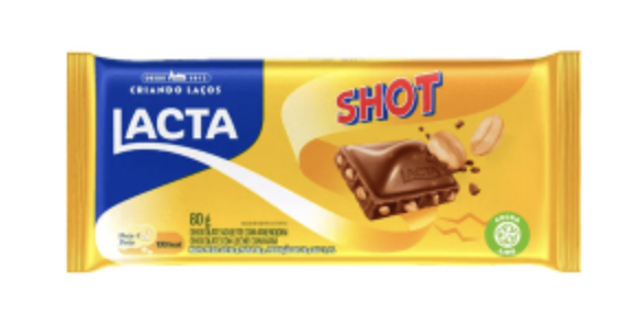 Barra de Chocolate Shots Lacta 80g