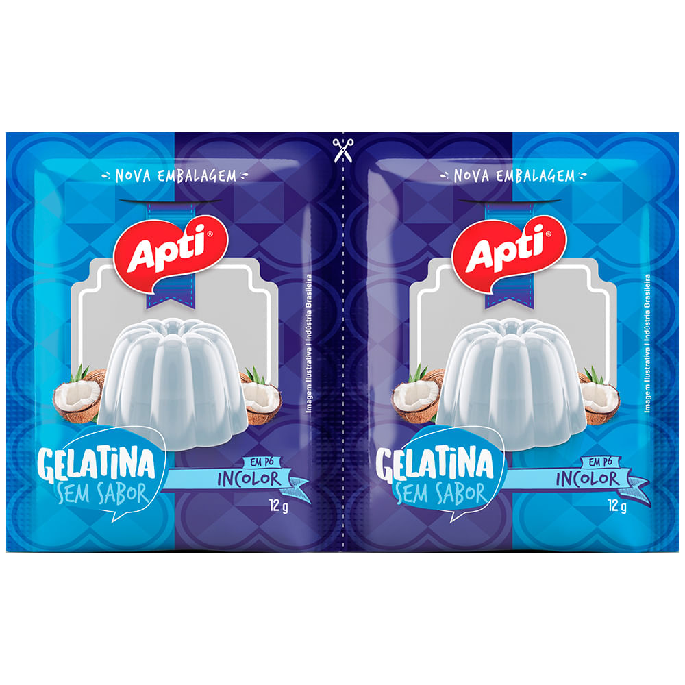Gelatina em Pó Sem Sabor Incolor Apti com 2 unid.