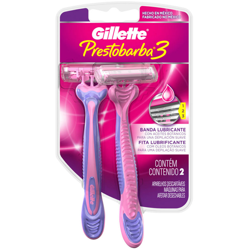 Aparelho de Depilar Feminino Gillette Prestobarba 3 com 2 unid