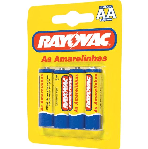 Pilha Alcalina Amarelinha Rayovac AA com 4 unid