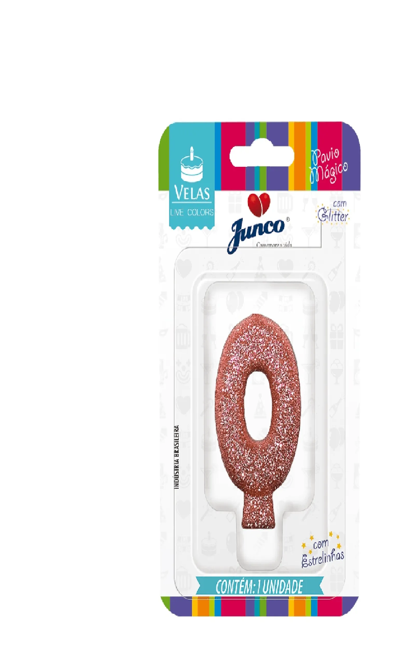 Vela de Aniversário Rosa com Gliter Junco N0