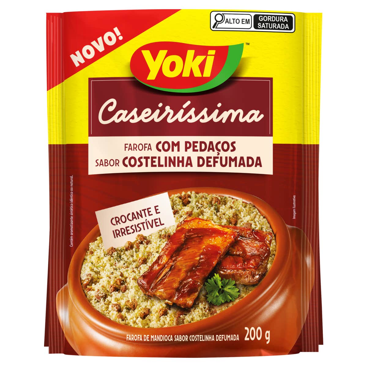 Farofa de Mandioca com Pedaços sabor Costelinha Defumada Yoki 200g