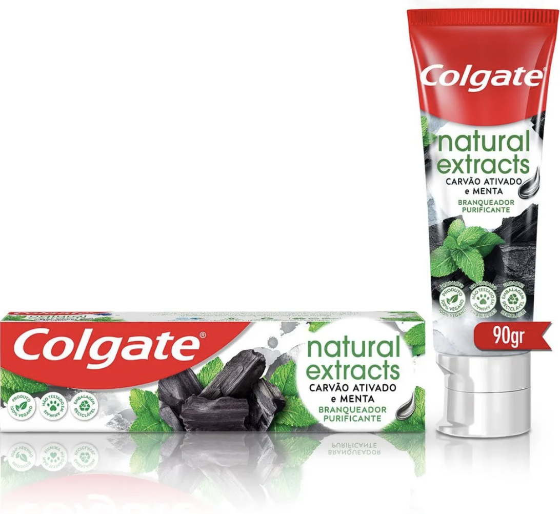 Creme Dental Natural Extracts Carvão Ativado e Menta Colgate 90g