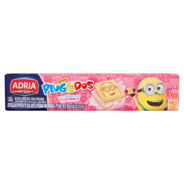 Biscoito Recheado Quadrado de Morango Plugados Adria 130g