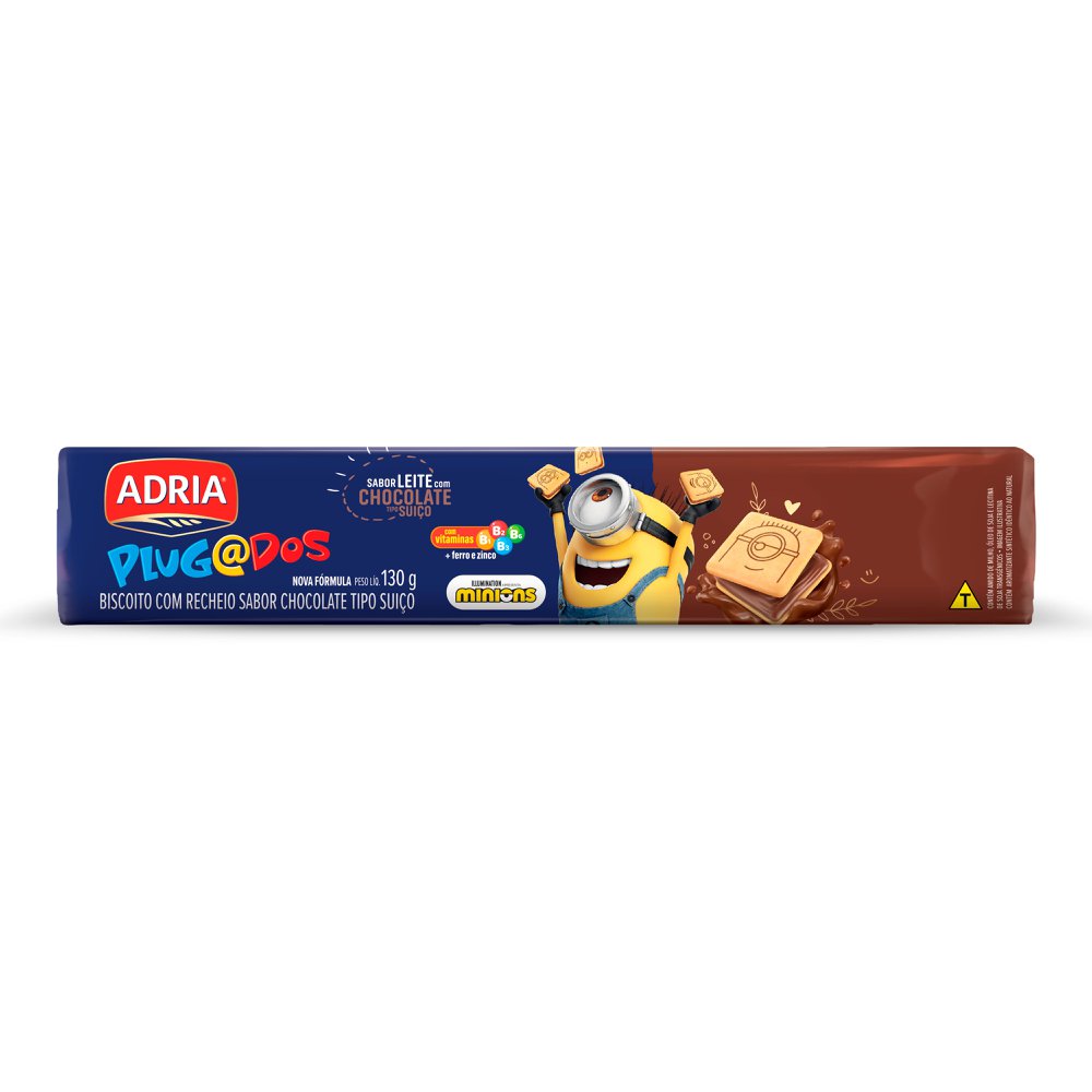Biscoito Recheado Quadrado de Chocolate Plugados Adria 130g