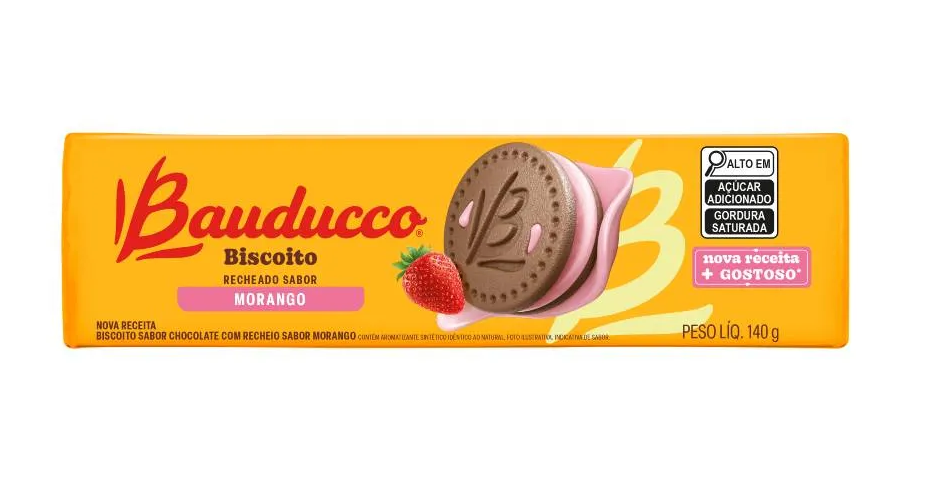 Biscoito Recheado de Morango Bauducco 140g