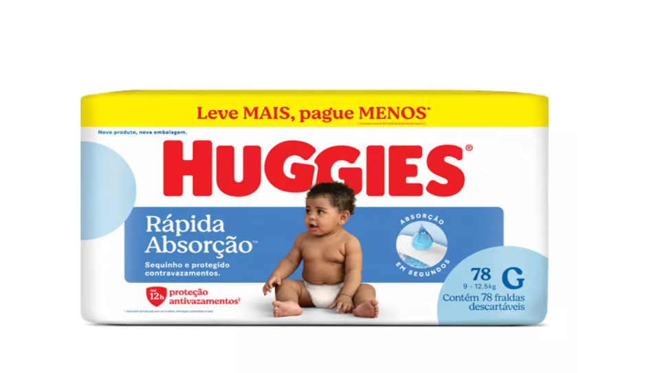 Fraldas Tripla Proteção Huggies G com 78 unid