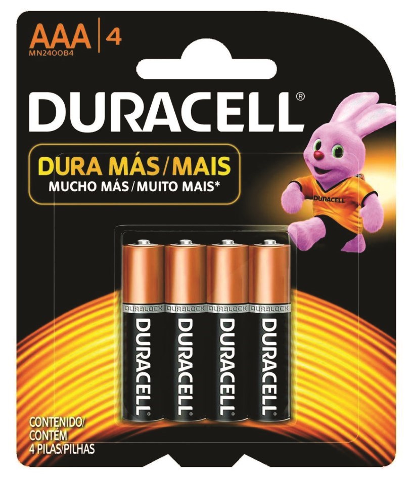Pilha Alcalina Palito Duracell AAA com 4 unid