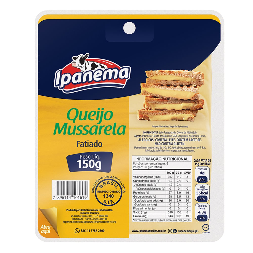 Queijo Mussarela Fatiado Ipanema 150g