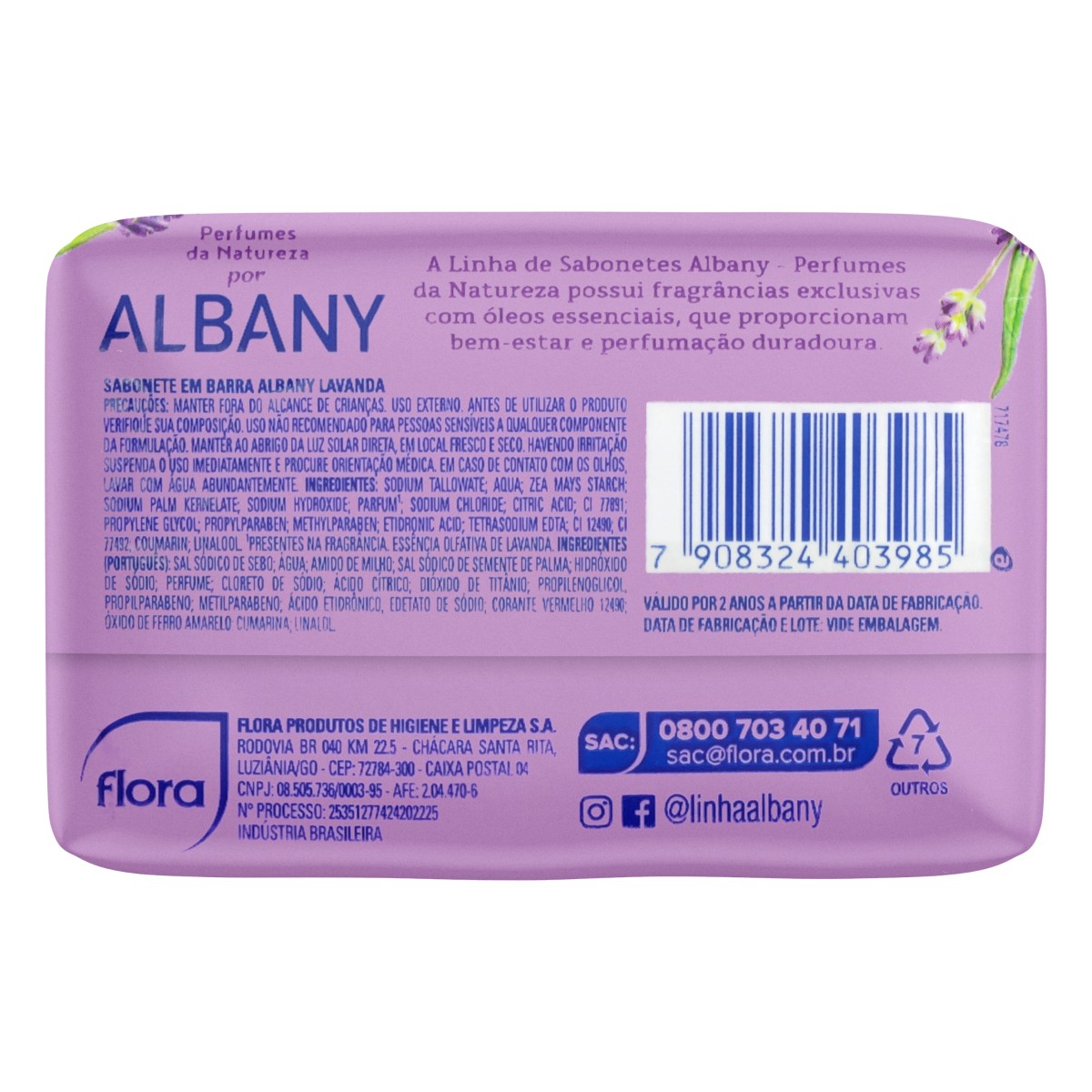 Sabonete Perfumes da Natureza Lavanda Delicada Albany 85g