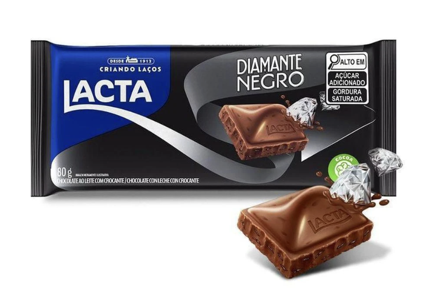 Barra de Chocolate Diamante negro e Lacta Nestlé 80g
