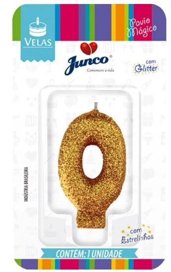 Vela de Aniversário Amarela com Gliter Junco N0