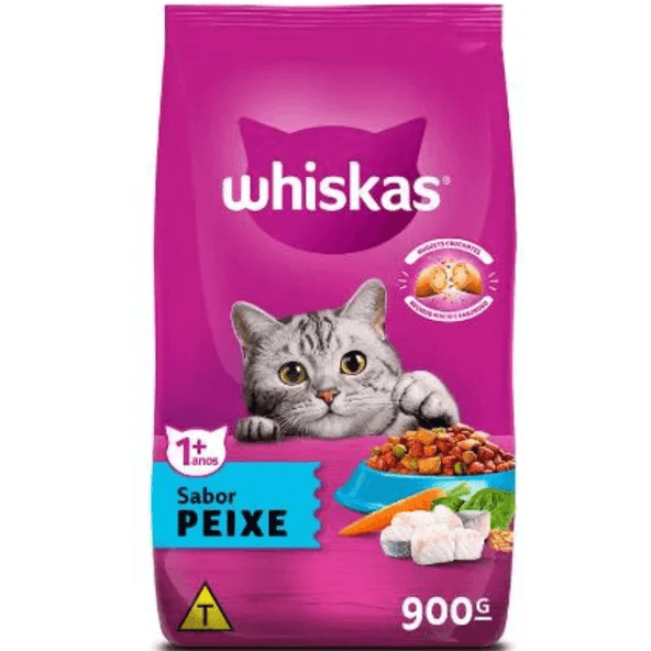 Ração Para Gatos Adultos Sabor Peixe Whiskas 900g
