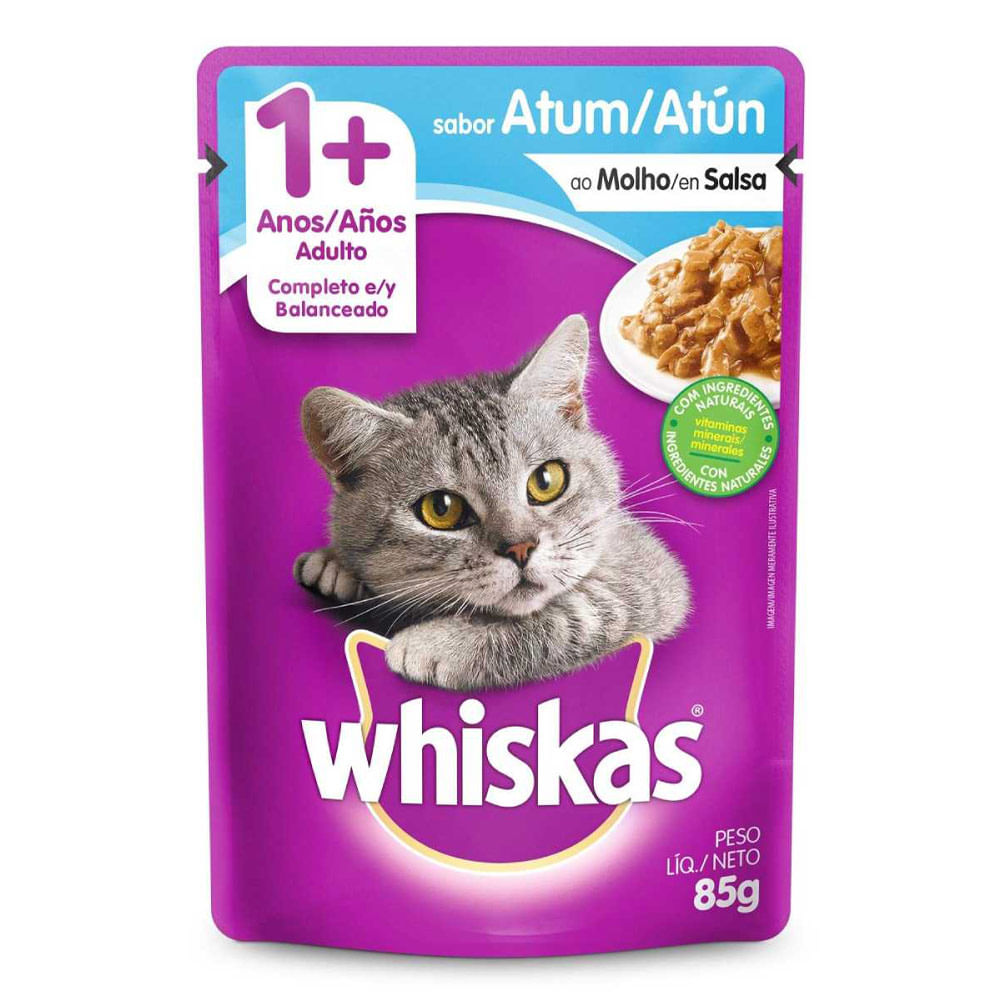 Sachê Para Gatos Adultos Sabor Atum ao Molho Whiskas 85g