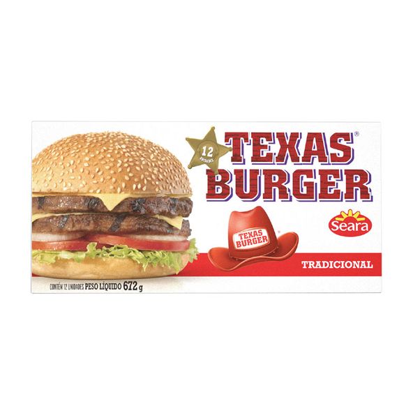 Hambúrguer Bovino Texas Seara Caixa com 672g