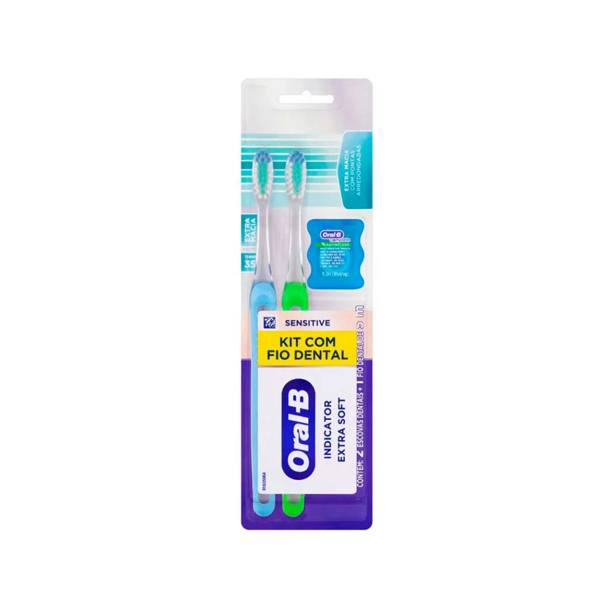 Escova de Dente Indicator Extra Soft Oral B com 2unid + Fio Dental
