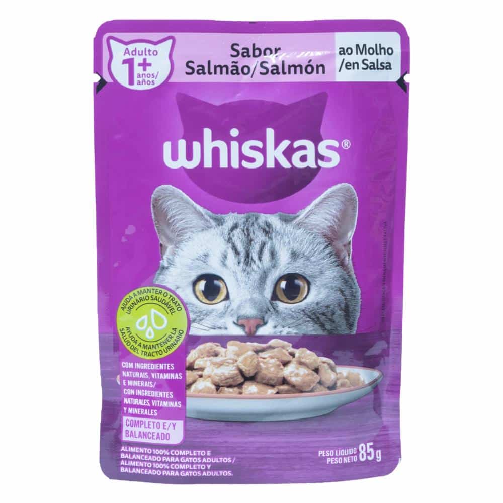 Sachê Para Gatos Adultos Sabor Salmão ao Molho Whiskas 85g