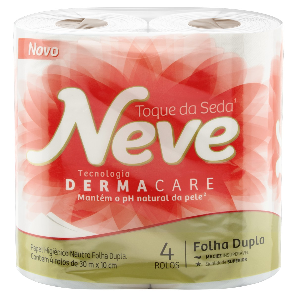 Papel Higiênico Toque de Seda Folha Dupla com 4 Rolos 30m Neve