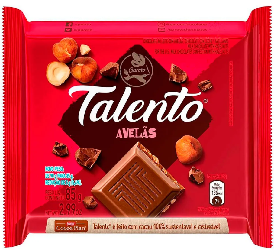 Chocolate Talento Avelãs Garoto 85g