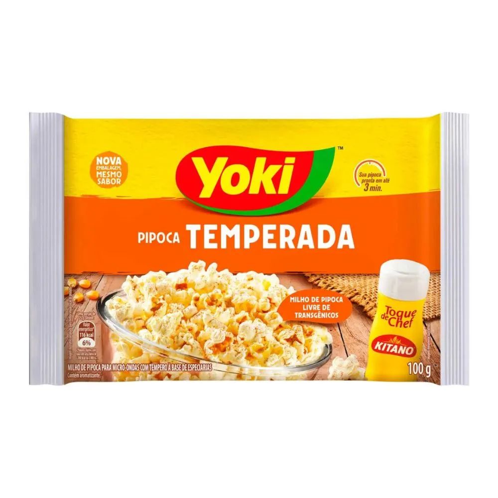 Pipoca para Micro-Ondas Temperada com Toque de Chef Yoki 100g